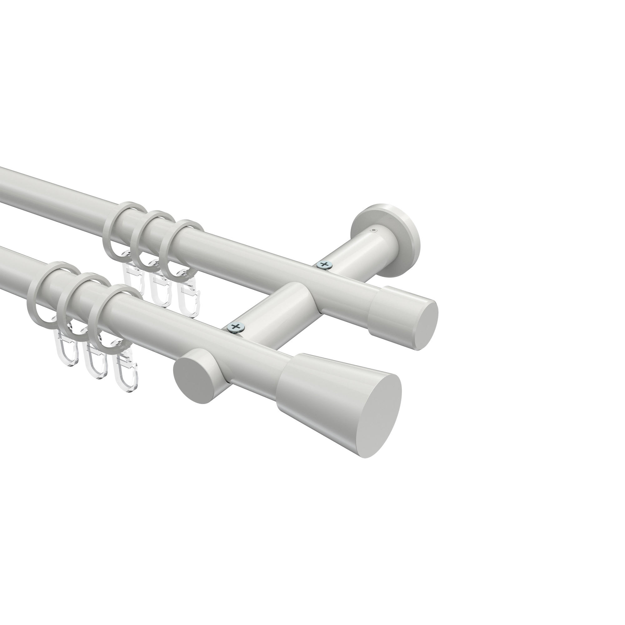 GARDINENSTANGEN-SET Platon Sitra 600 cm (geteilt in 3 x 200 cm), 2-läufig, 20 mm Ø Weiß - Weiß, Metall (600cm) - INTERDECO
