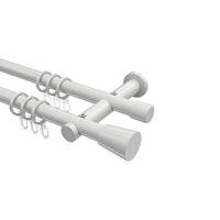 GARDINENSTANGEN-SET Platon Sitra 200 cm, 2-läufig, 20 mm Ø Weiß - Weiß, Metall (200cm) - INTERDECO