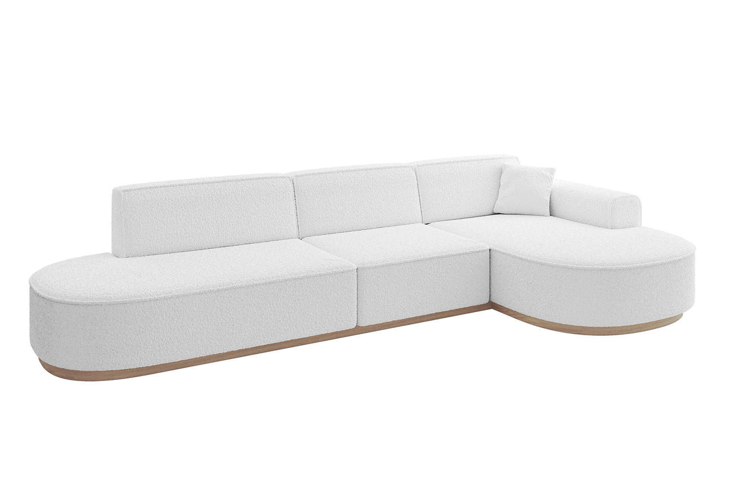 ECKSOFA Ottomane Rechts MARI-L2-v1 - 328x171x83 cm Weiß Bouclé - Weiß, Holzwerkstoff/Textil (171/328cm) - ALTDECOR