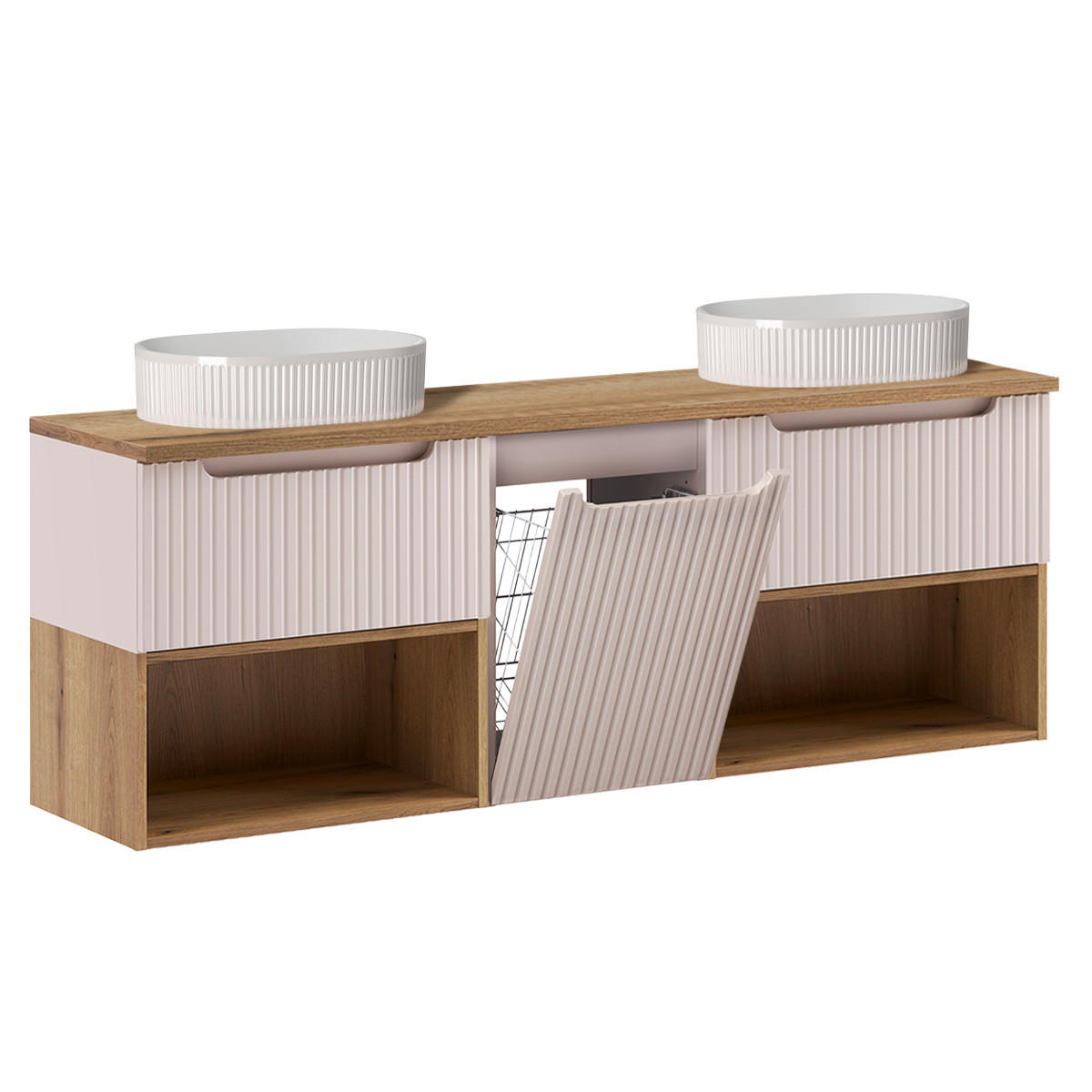 BADMÖBEL 160.4cm Riva 2er-Set Kaschmir - Beige, Holzwerkstoff (160.4/60/40cm) - Petits-meubles