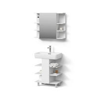 BADMÖBEL-SET Fucino Weiß 2 Teile, Waschbeckenunterschrank und Bad Spiegelschrank - Weiß, Holzwerkstoff (79.6/64/36.6cm) - Livinity®
