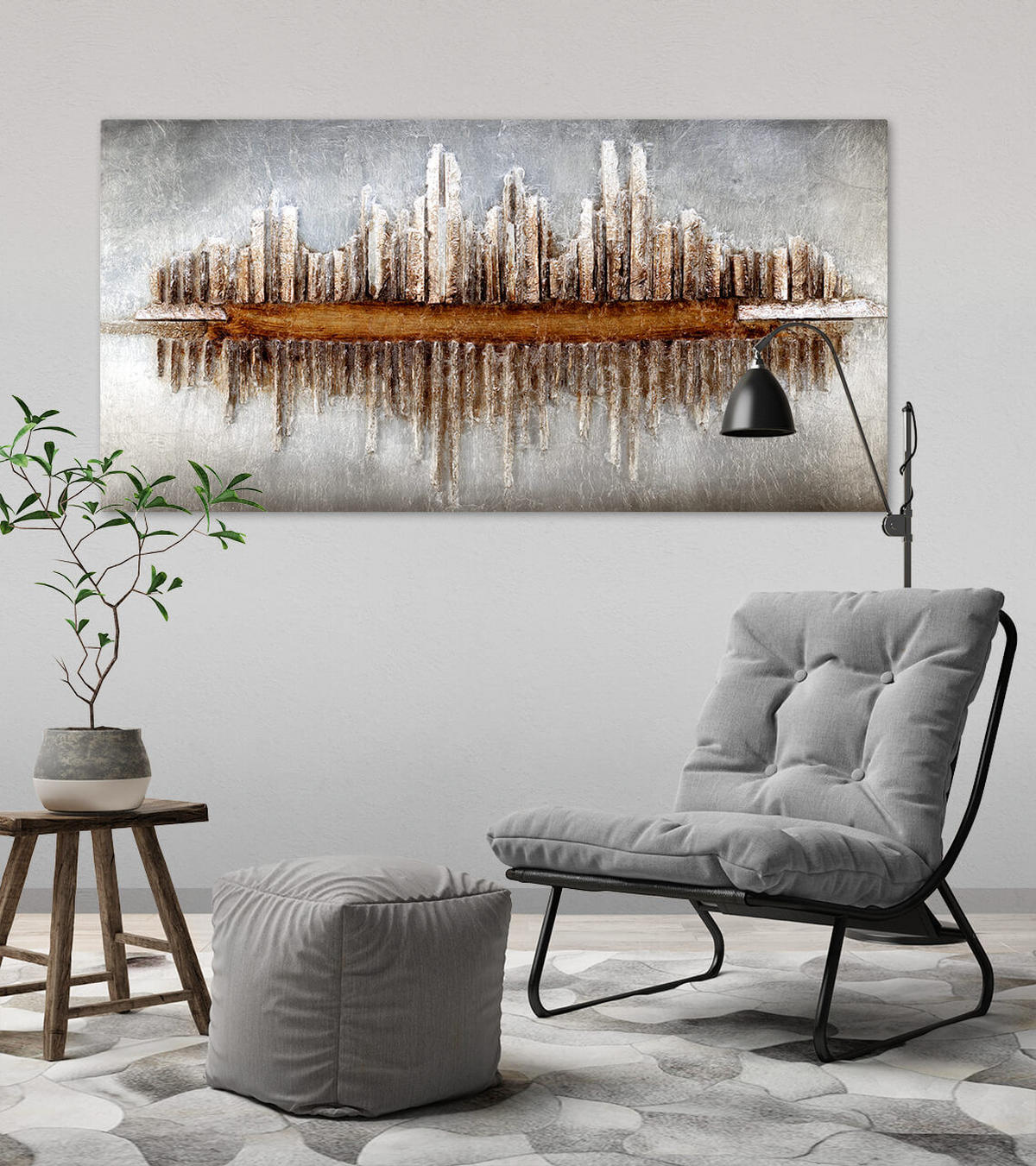HOLZBILD Schwarz 120/60 cm - Schwarz/Braun, Holz (6.81/60cm) - KUNSTLOFT