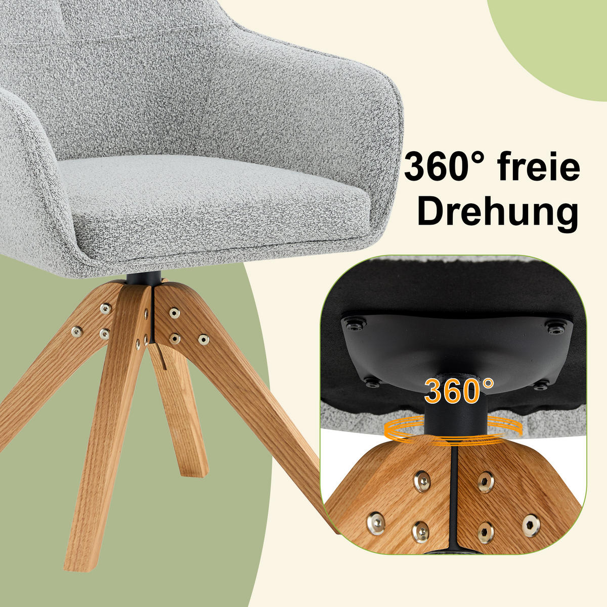 ARMLEHNSTUHL-SET DE-36640 2 Stück mit Stoffbezug und Massivholzbeinen Grau - Grau, Holz (46/82/58cm) - ComfortXL