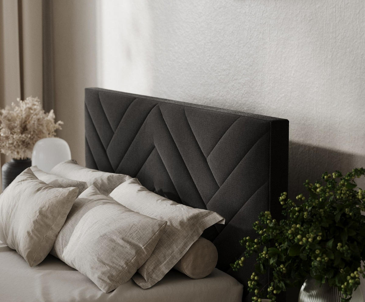 POLSTERBETT Arco 180/200 cm Schwarz im Asti Stoff - Schwarz/Naturfarben, Holz/Holzwerkstoff (180/200cm) - AltaBeds