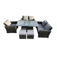 GARTENSET Polyrattan Dunkelgrau 7-Sitzer - Dunkelgrau, Metall - Fimous