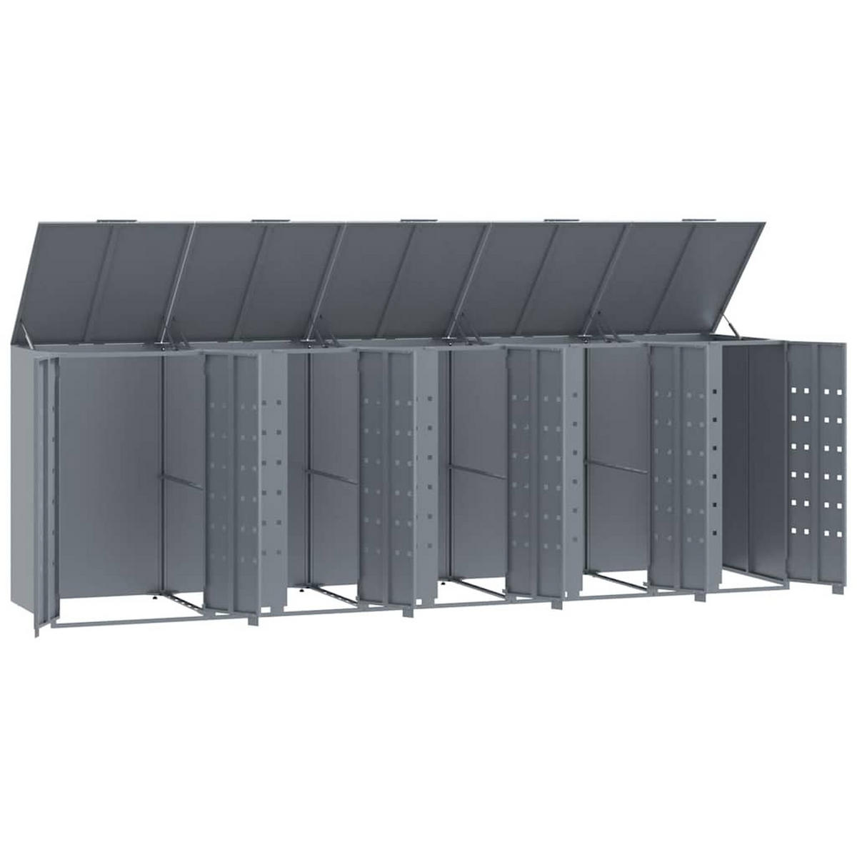 MÜLLTONNENBOX Gorilo für 5 Tonnen Grau 345x79x117 cm - Grau, Metall (345/117/79cm) - DELUKE