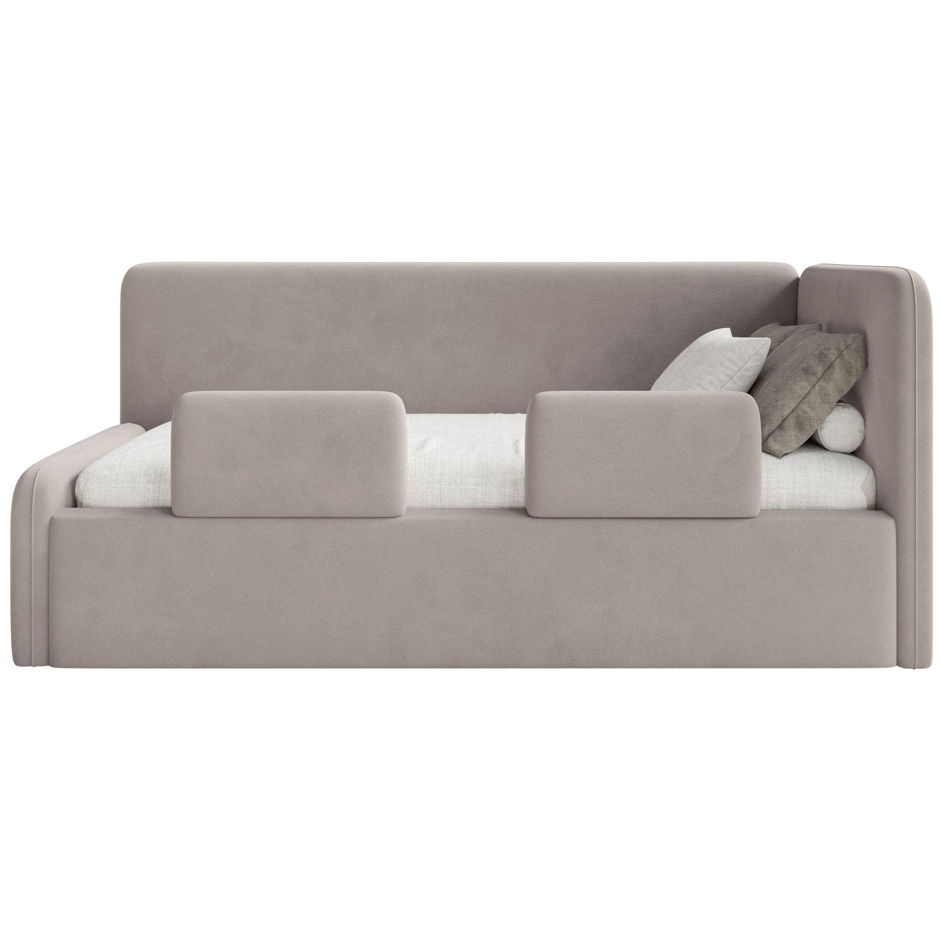 KINDERBETT Fanko Samt Graubeige 90x200 cm - Taupe/Schwarz, Kunststoff/Textil (90/200cm) - Selsey
