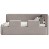 KINDERBETT Fanko Samt Graubeige 90x200 cm - Taupe/Schwarz, Kunststoff/Textil (90/200cm) - Selsey