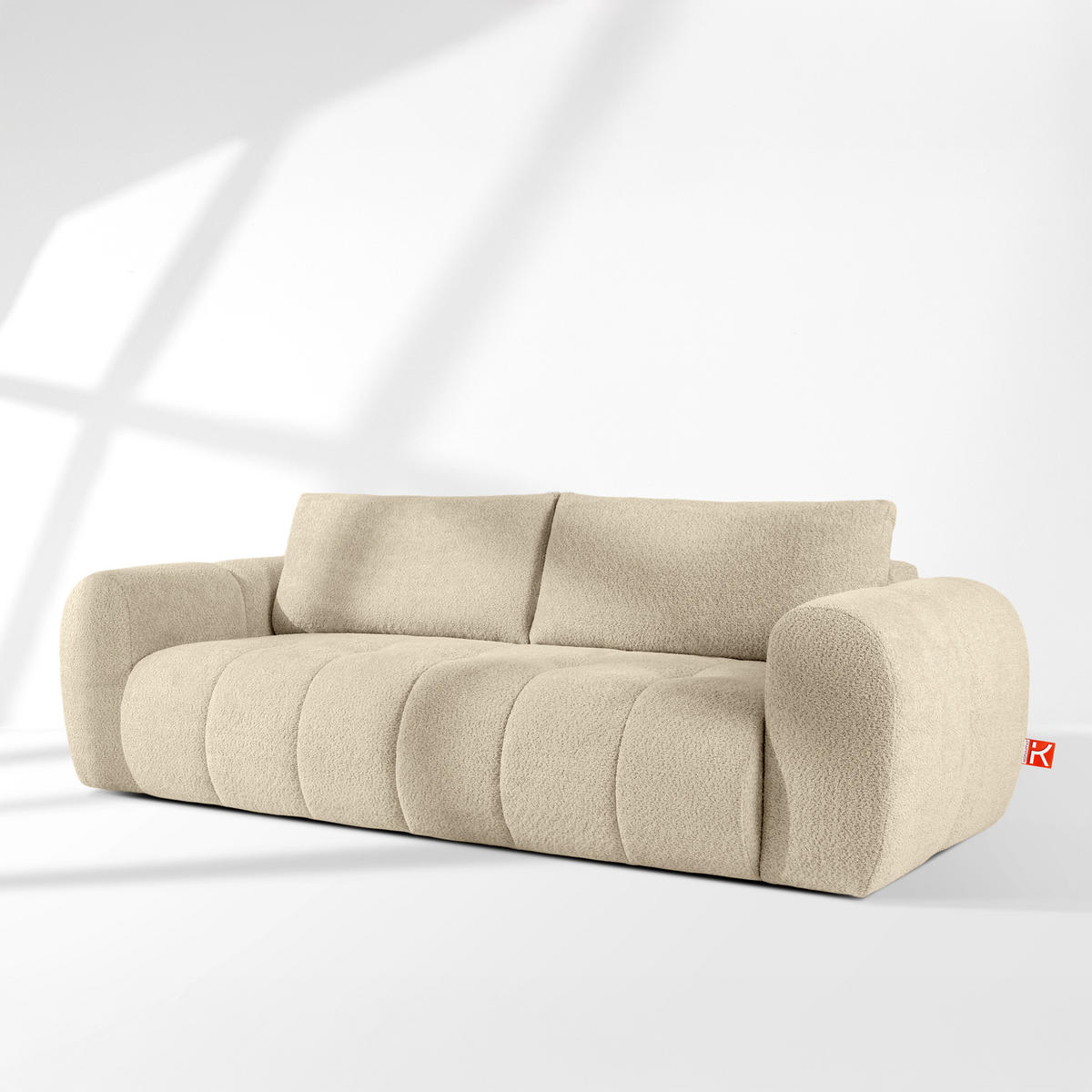 EINZELSOFA LIRA, Hellbeige, Bouclé - Beige, Holz/Holzwerkstoff (256/84/112cm) - KONSIMO®