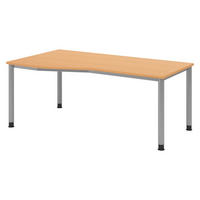 SCHREIBTISCH Serie-H Gestell: Silber 100/180/74 cm in Buchefarben - Buchefarben, Holzwerkstoff (100/180/74cm) - bümö