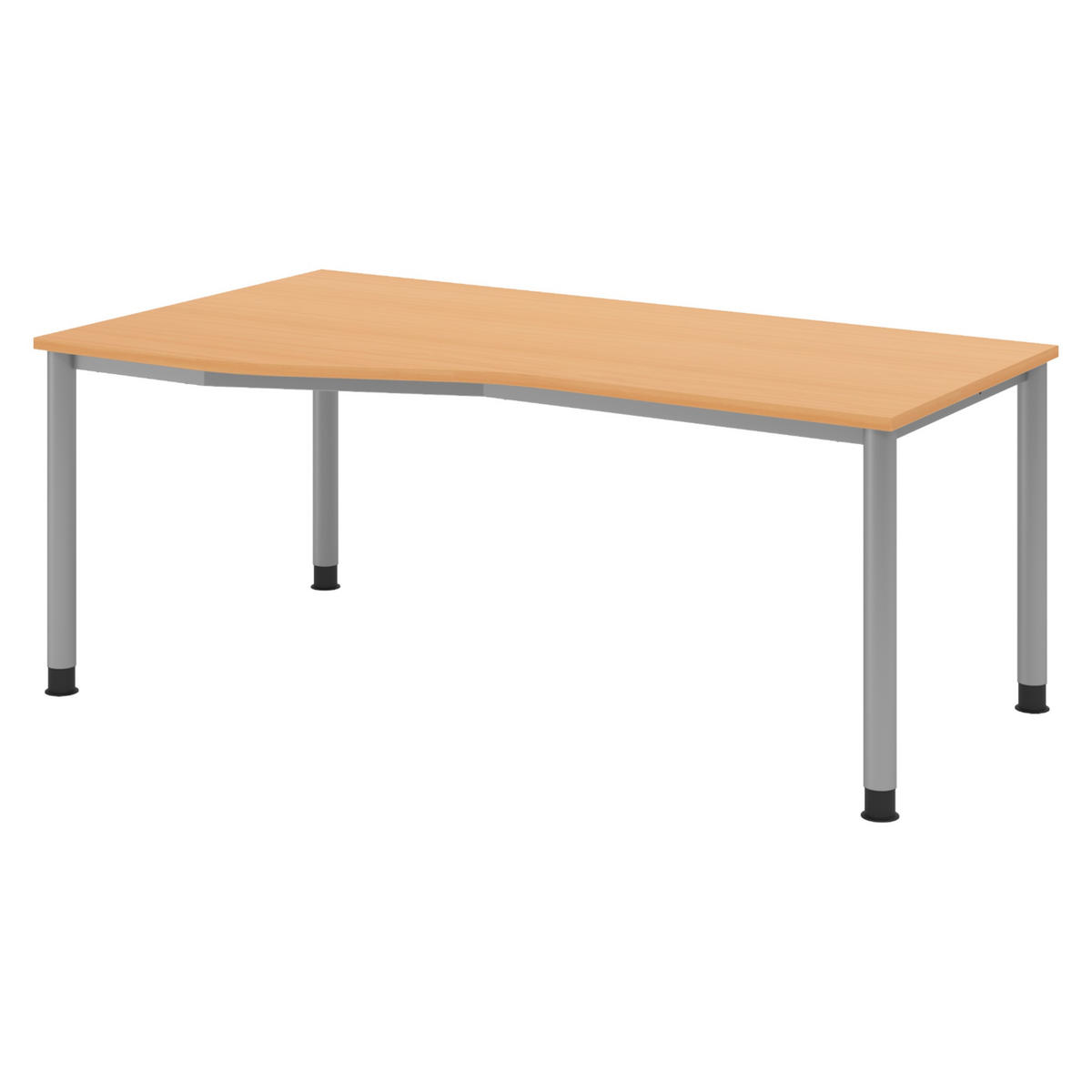 SCHREIBTISCH Serie-H Gestell: Silber 100/180/74 cm in Buchefarben - Buchefarben, Holzwerkstoff (100/180/74cm) - bümö