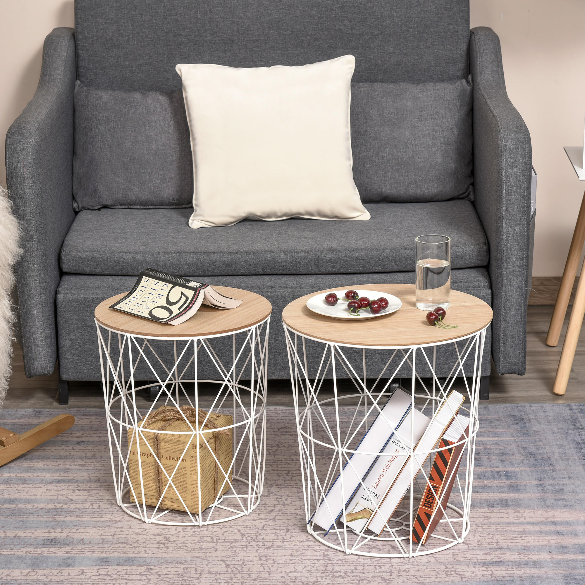 Thumbnail - Homcom 2Er-Set, Weiß, Kunststoff, 40x45x40 cm, Wohnzimmer, Wohnzimmertische, Beistelltische