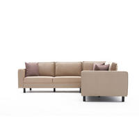 ECKSOFA schlichte Eleganz, lose Rückenkissen - Beige/Schwarz, Holz/Buchenholz (258/258cm) - myHomelando