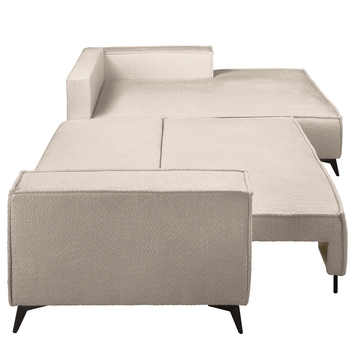 ECKSOFA mit Schlaffunktion - Taupe/Schwarz, Textil (294/185cm) - home24
