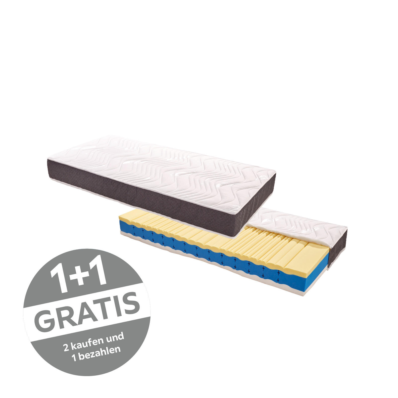 VISCOMATRATZE 90/200 cm Höhe ca. 22 cm  - Weiß, KONVENTIONELL, Textil (90/200cm) - Livetastic