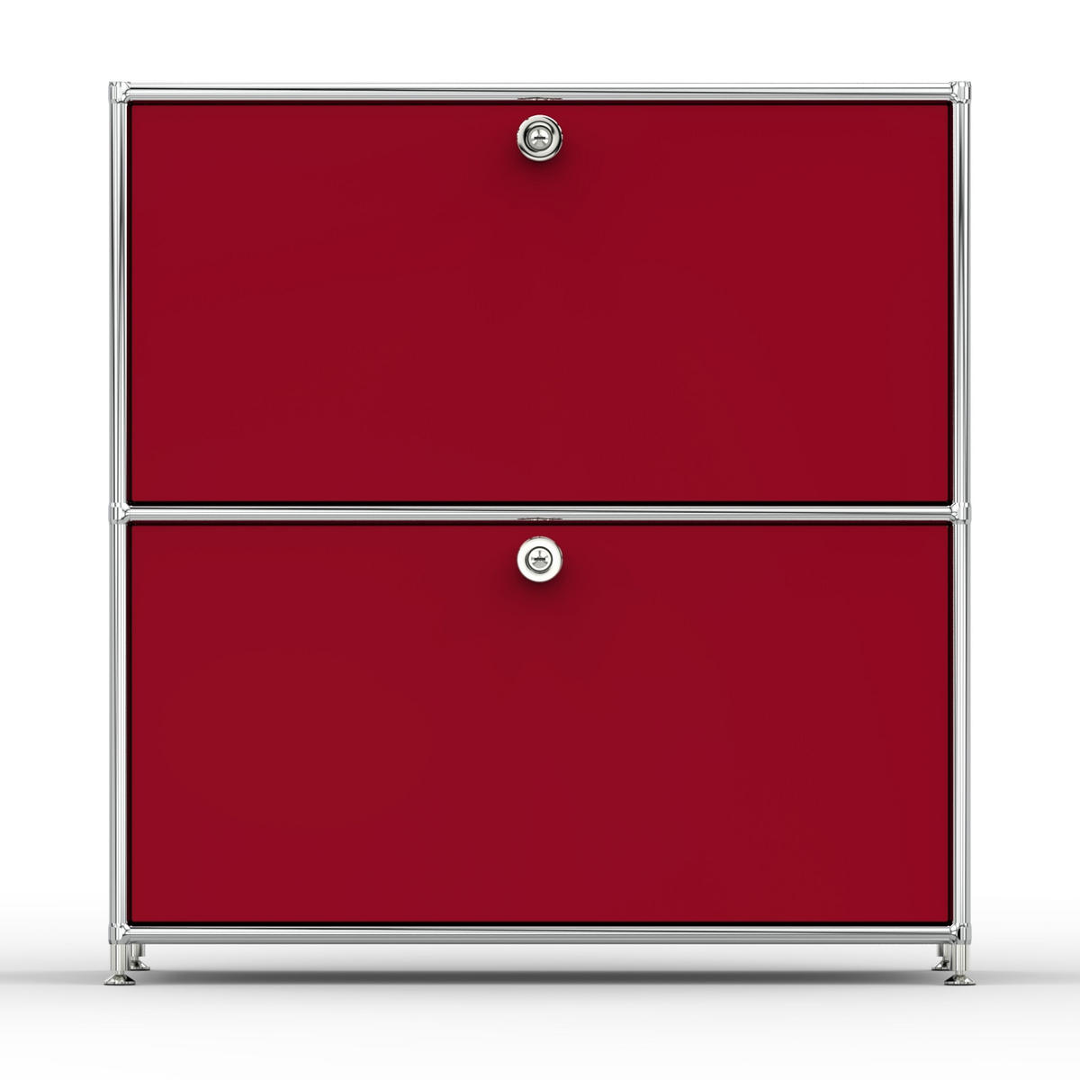 AKTENSCHRANK, 2 Klappen & Schloss, Breite 77 cm, Rubinrot - Chromfarben/Silberfarben, Metall (40/80.5/77.2cm) - Versee