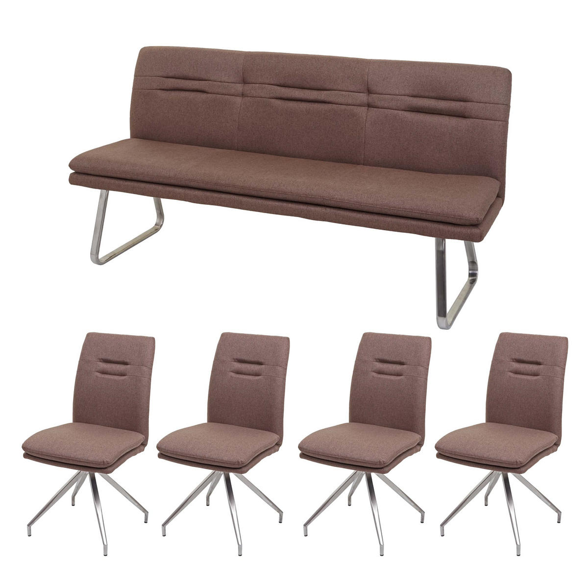 ESSZIMMER-SET Braun 5er-Set - Braun, Textil (180/90/60cm) - MCW