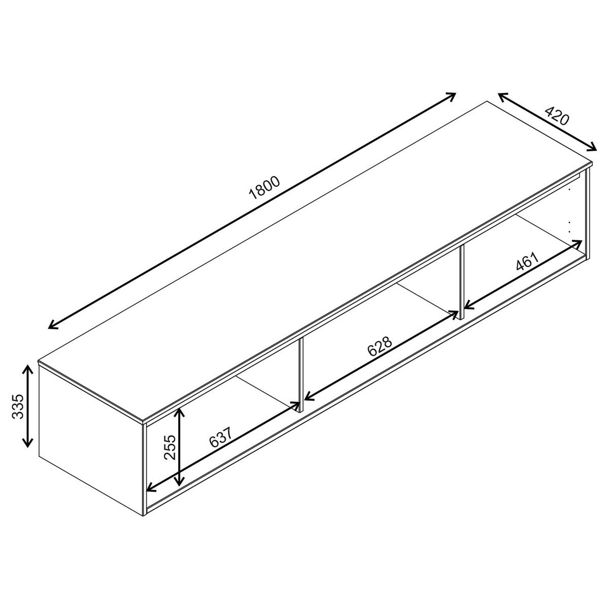 MASSIVES HÄNGE-LOWBOARD - Pinie / Kaschmir - Braun, Holz (180/34/42cm) - home24
