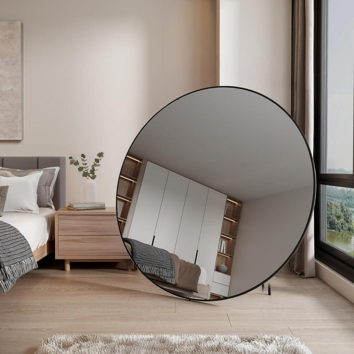 SPIEGEL KALI - 140 x 140 cm - Schwarz, Glas (140/140/2cm) - Home Deluxe