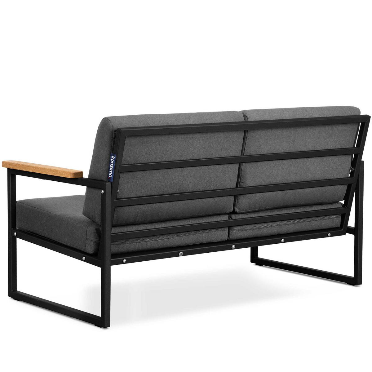 GARTENSOFA TRIBO 2-Personen ,Schwarz/Grau - Schwarz/Grau, Holz/Textil (130/65/60cm) - KONSIMO®