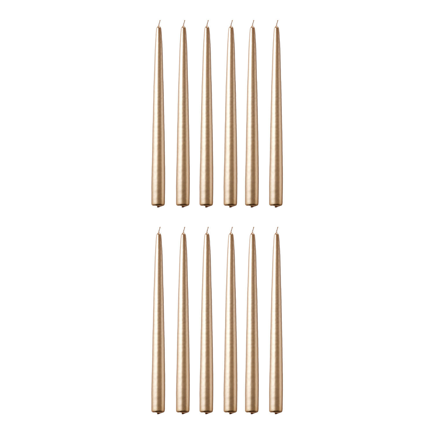 KERZE (12er-Set) Twin Flame konische Zwillingskerzen - Goldfarben, Paraffin (4/31/2cm) - Butlers