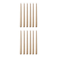 KERZE (12er-Set) Twin Flame konische Zwillingskerzen - Goldfarben, Paraffin (4/31/2cm) - Butlers