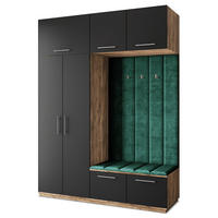 GARDEROBENSCHRANK REMA 180/240/60 cm Modern Garderobe-Set Eiche Lefkas - Eichefarben/Schwarz, Holzwerkstoff (180/240/60cm) - MASSENO