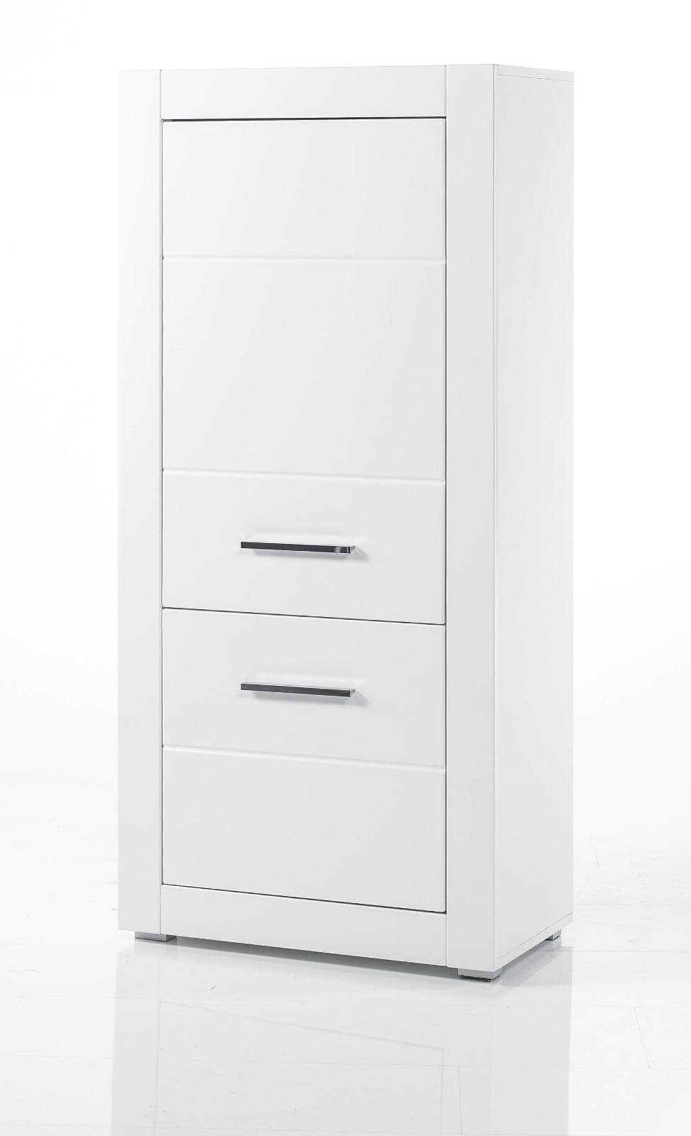 HIGHBOARD weiß Hochglanz, Anrichte für Wohn- und Esszimmer 65 x 142 cm - Chromfarben/Weiß Hochglanz, Holzwerkstoff/Kunststoff (65/142/35cm) - Furn.Design
