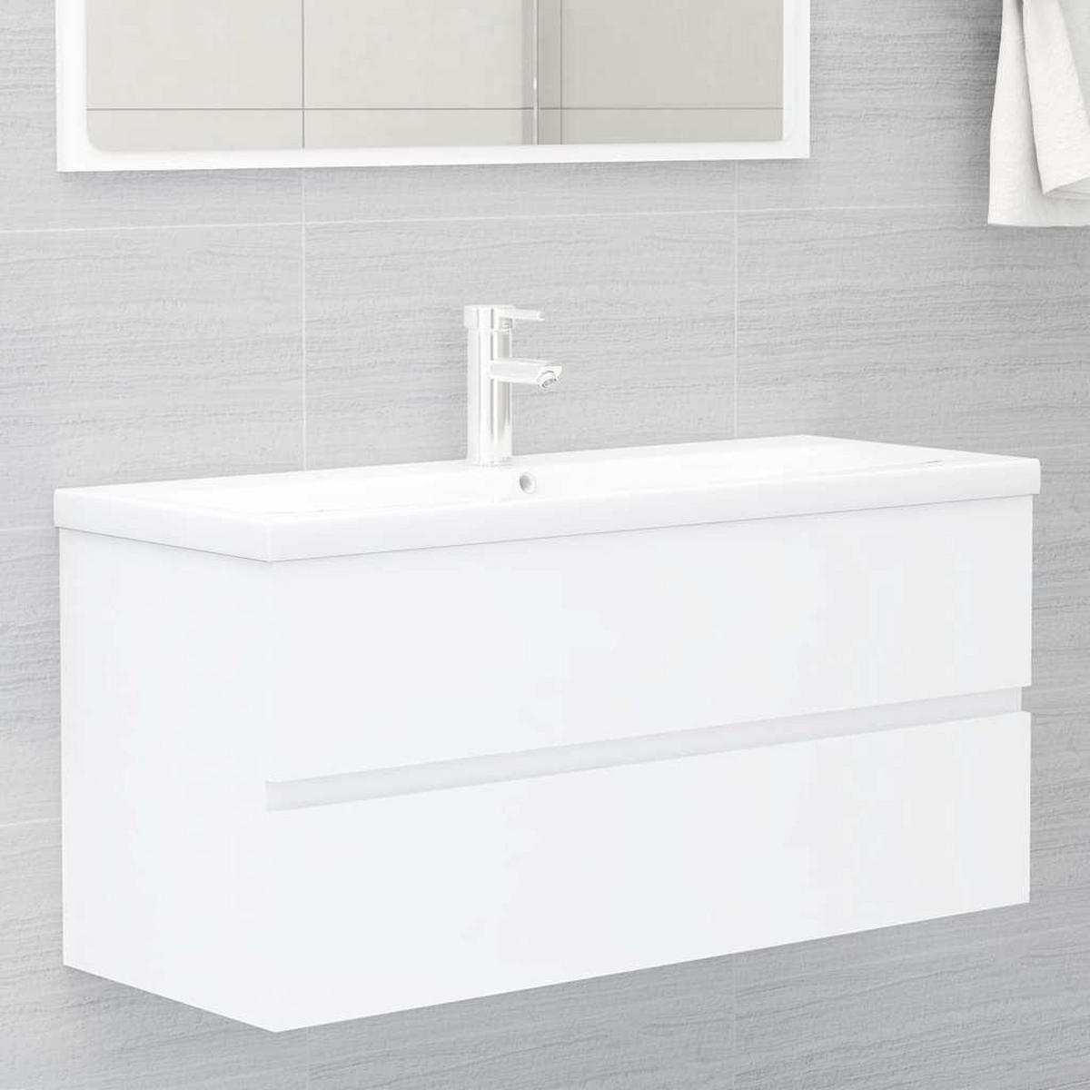 WASCHBECKENUNTERSCHRANK Mit Einbaubecken Weiss Holzwerkstoff - Weiß, Holzwerkstoff (38.5/45/100cm) - vidaXL