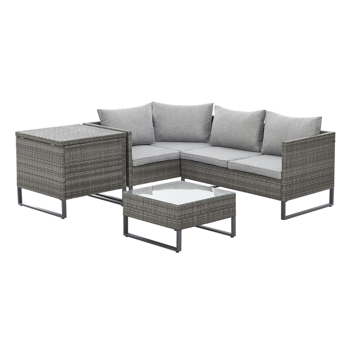 RATTANLOUNGE KANSAS Grau - Grau, Kunststoff - SVITA