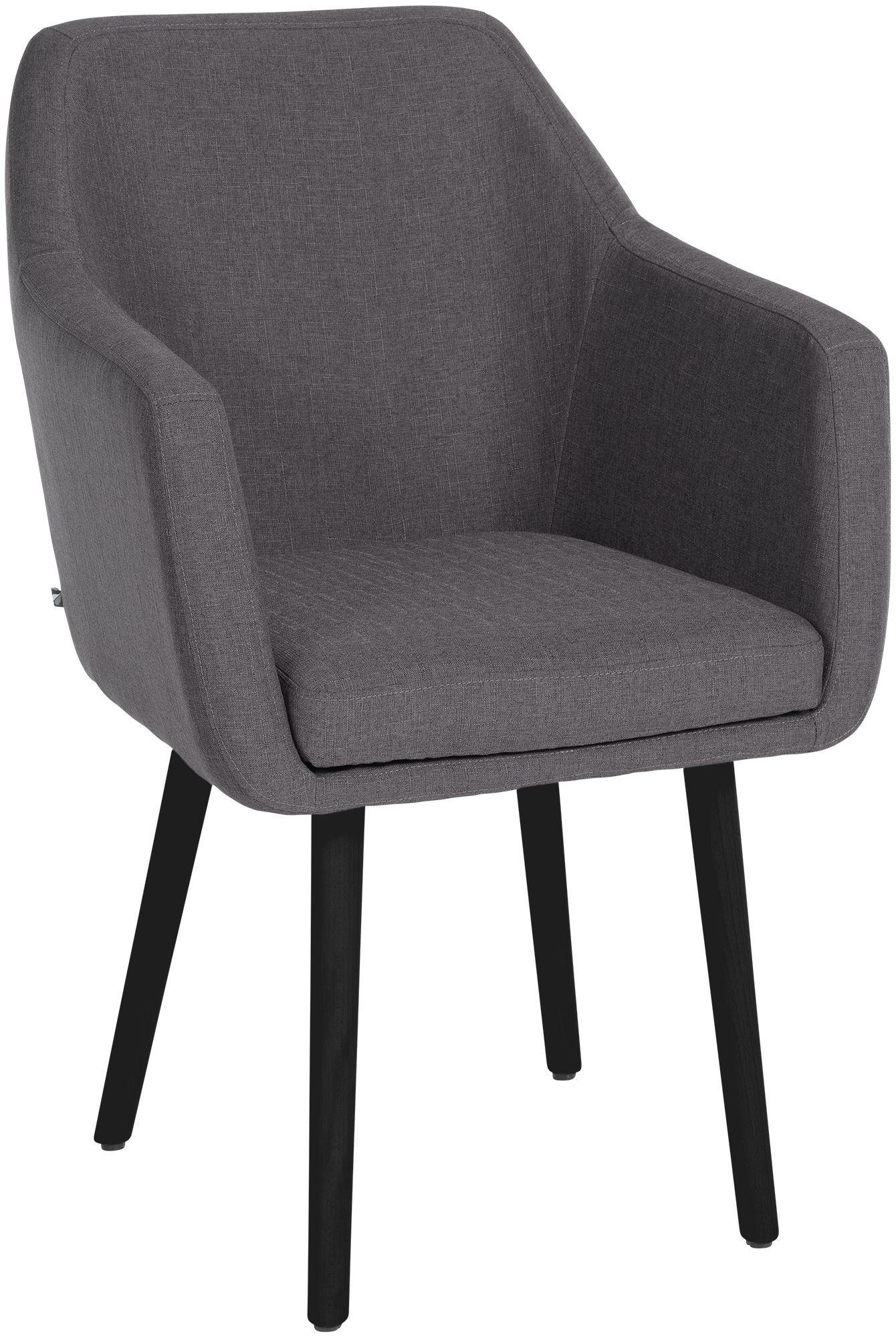 ARMLEHNENSTUHL Stoff dunkelgrau - Dunkelgrau/Schwarz, Holz/Textil (61/88/57.5cm) - CLP