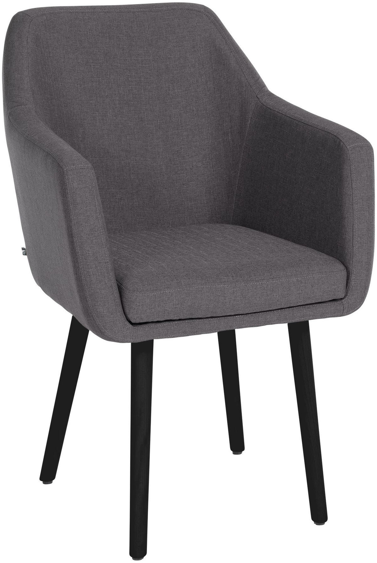ARMLEHNENSTUHL Stoff dunkelgrau - Dunkelgrau/Schwarz, Holz/Textil (61/88/57.5cm) - CLP