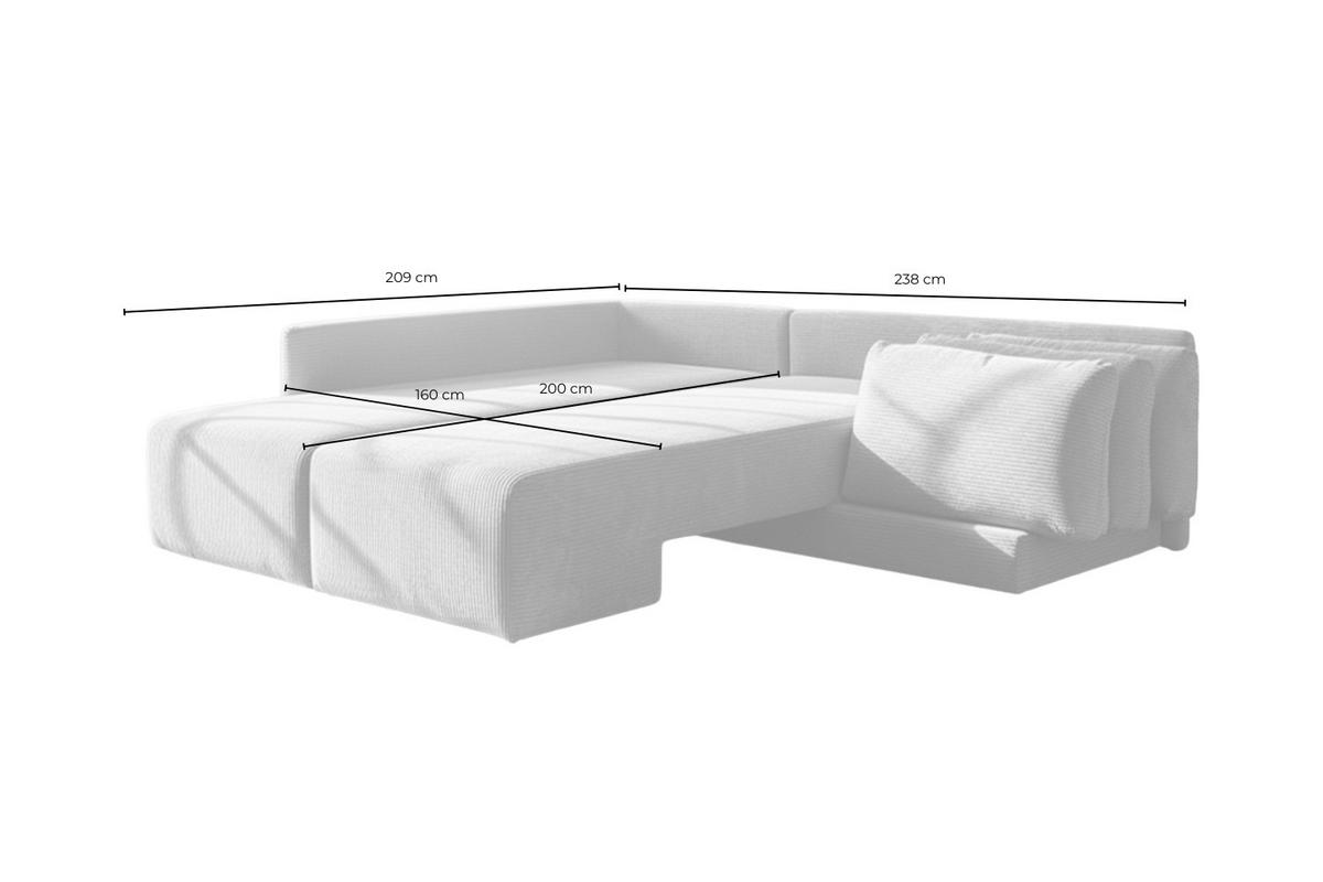 SCHLAFSOFA SADIRA Cremeweiß Flachgewebe - Creme/Schwarz, Kunststoff/Textil (288/89/209cm) - KAWOLA