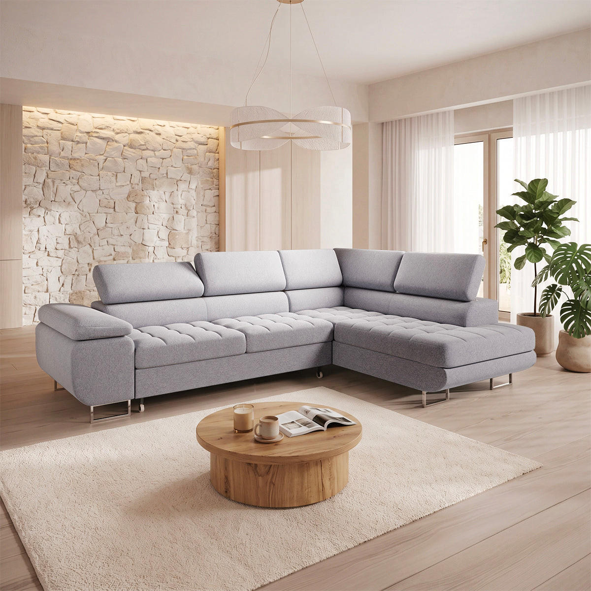 ECKSOFA Eden 4 Sitzplätze Grau - Grau, Textil (271/201cm) - Petits-meubles