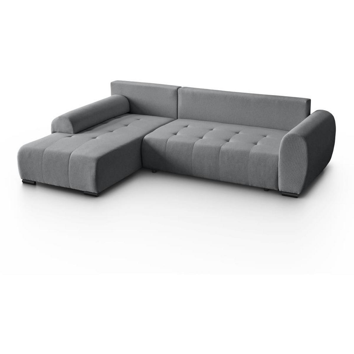 ECKSCHLAFSOFA Diana mt Bettkasten grau links - Schwarz/Grau, Textil (255/175cm) - Beautysofa