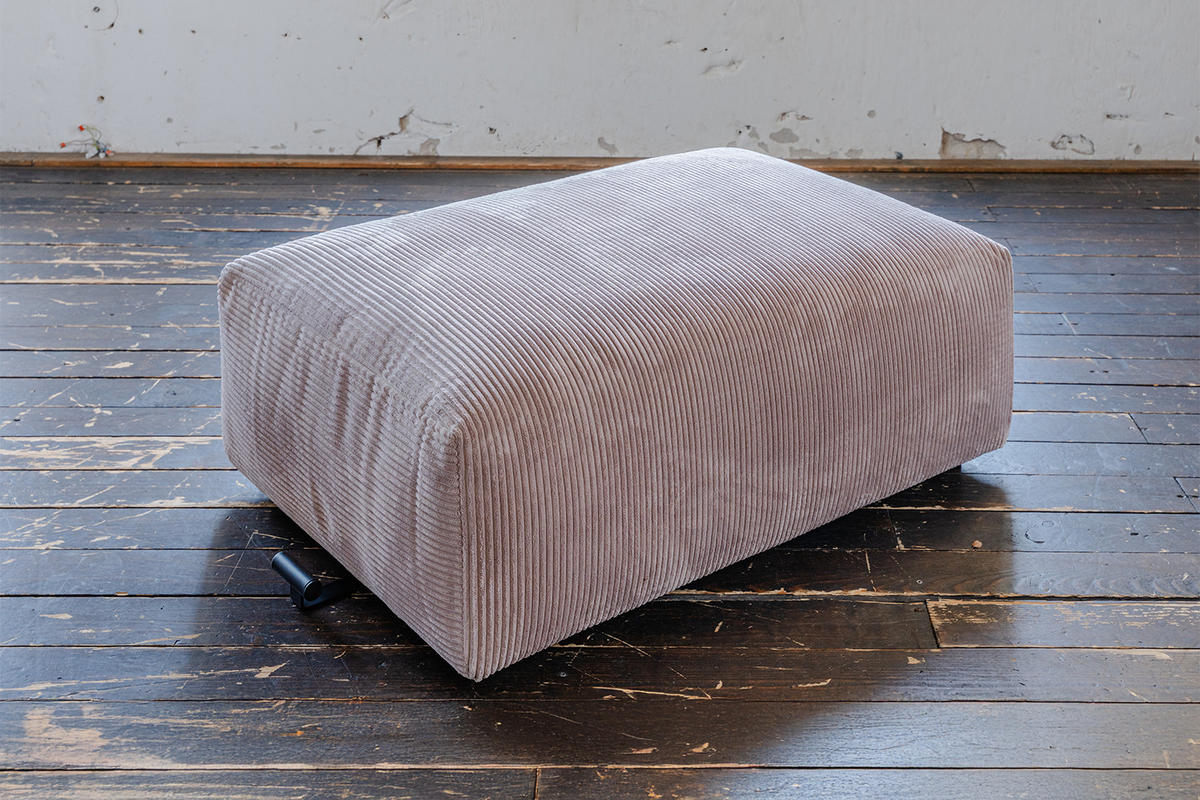 HOCKER MIA Taupe Cord - Taupe/Schwarz, Kunststoff/Textil (117/47/84cm) - KAWOLA