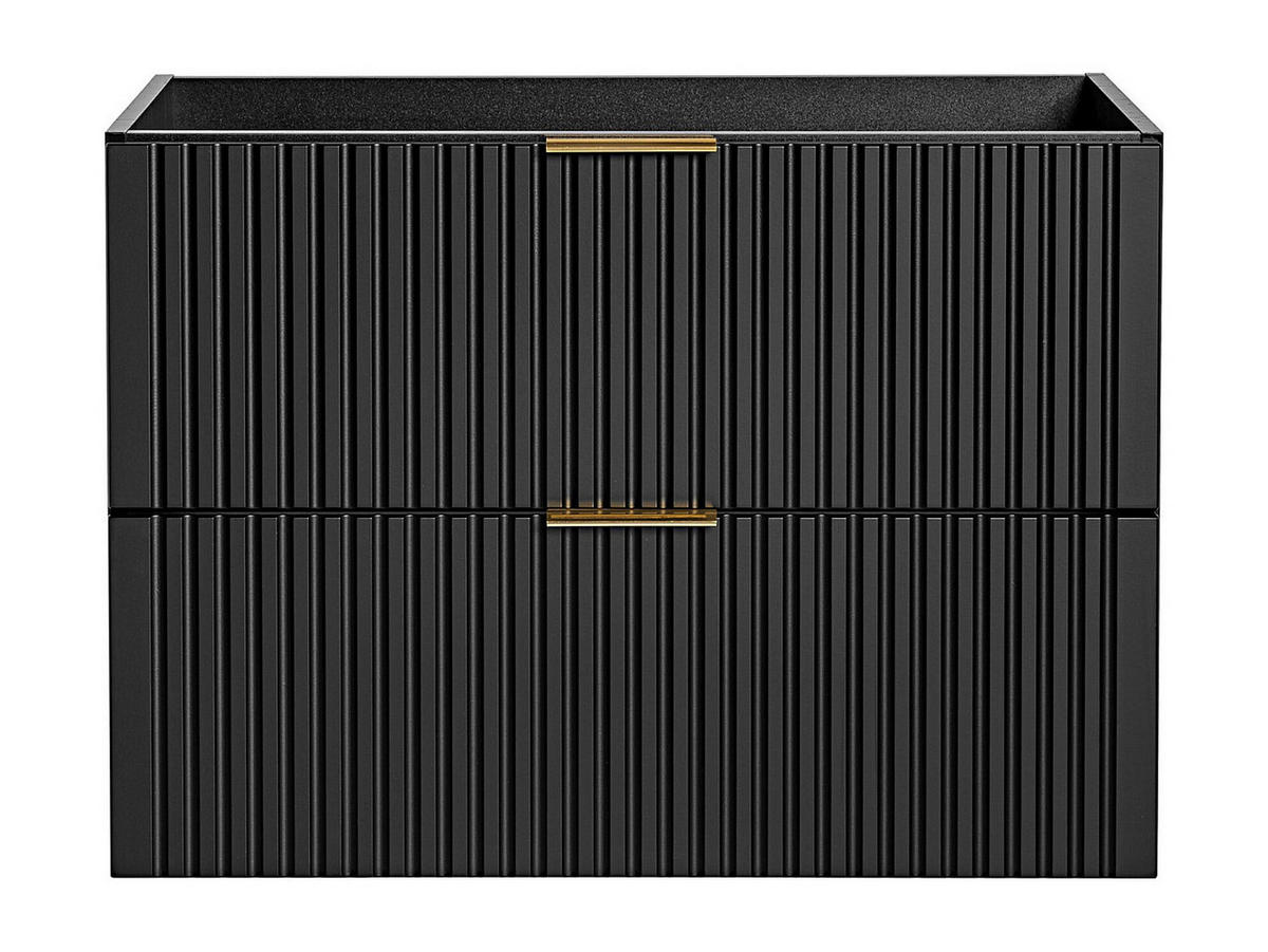 WASCHBECKENUNTERSCHRANK hängend - Streifenoptik - Schwarz - 80 cm - ZEVARA - Schwarz, Holz (80/57/46cm) - Vente-Unique