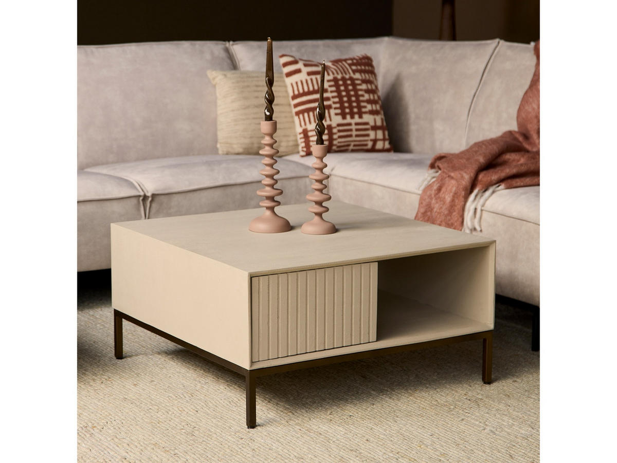 COUCHTISCH Dimora Mangoholz 80 cm / 80 cm Sand - Sandfarben, Holz (80/80/40cm)