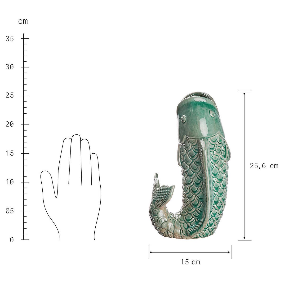 VASE Koi - Grün, Keramik (26cm) - Butlers