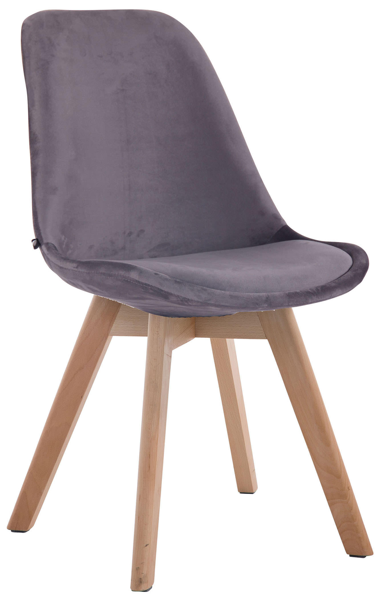 STUHL Samt dunkelgrau - Eukalyptusholzfarben/Dunkelgrau, Holz/Textil (48/84/55cm) - CLP