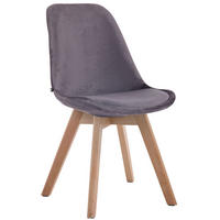 STUHL Samt dunkelgrau - Eukalyptusholzfarben/Dunkelgrau, Holz/Textil (48/84/55cm) - CLP