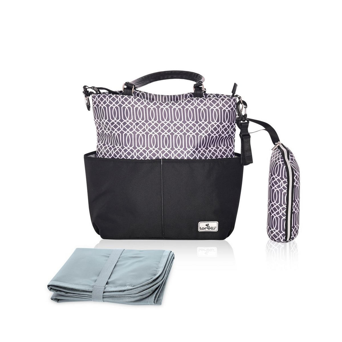 WICKELTASCHE Laura schwarz Wickelunterlage, 2 Außentaschen, Reißverschluss, Schultergurt - Schwarz, Textil (11/57/38cm) - Lorelli