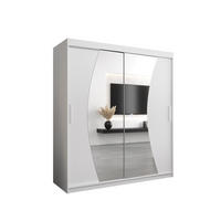 SCHWEBETÜRENSCHRANK 200/180/62 2-türig - Silberfarben/Weiß, Holz/Kunststoff (180/200/62cm) - Abiks Möbel
