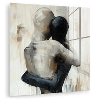 ACRYLGLASBILD Abstrakt - Liebe - Schwarz und weiß - Modern 50x50 cm - Schwarz, Glas (50/50cm) - MuchoWow