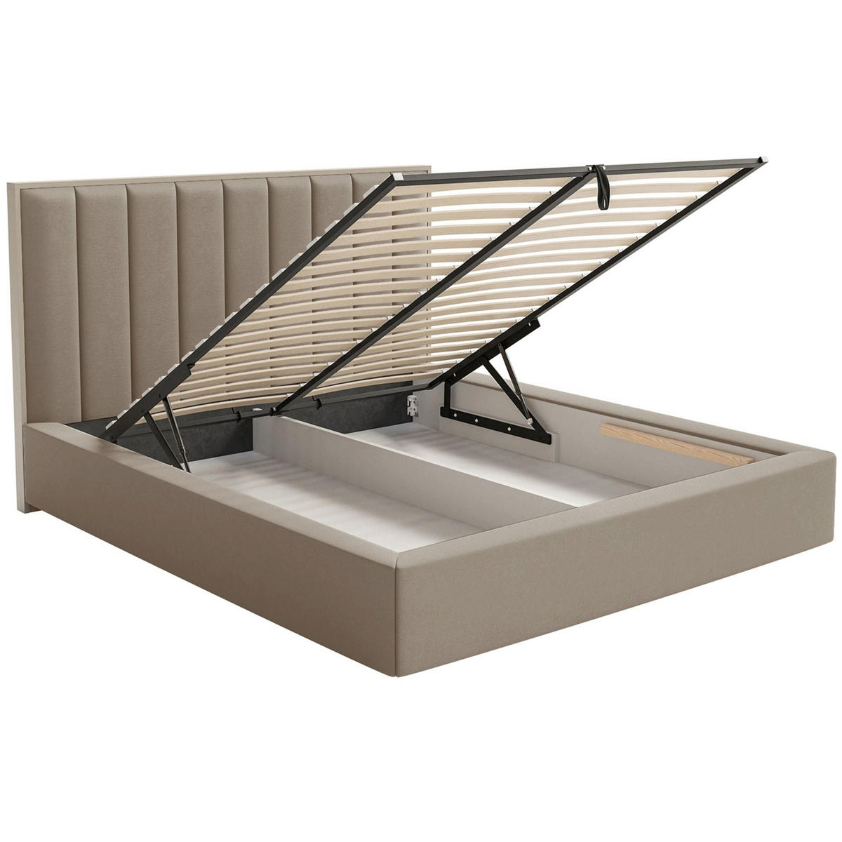 POLSTERBETT Togents Braun mit Veloursbezug, Bettkasten und LED, 140x200 cm - Braun, Textil (140/200cm) - Selsey