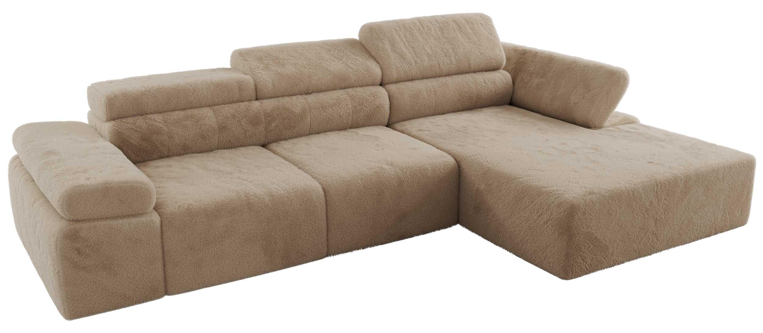 ECKSOFA RILASSO L Beige Plüsch - rechts - Beige/Schwarz, Kunststoff/Textil (174/296cm) - MKS