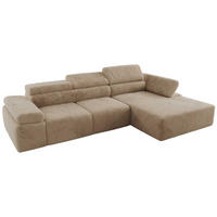 ECKSOFA RILASSO L Beige Plüsch - rechts - Beige/Schwarz, Kunststoff/Textil (174/296cm) - MKS