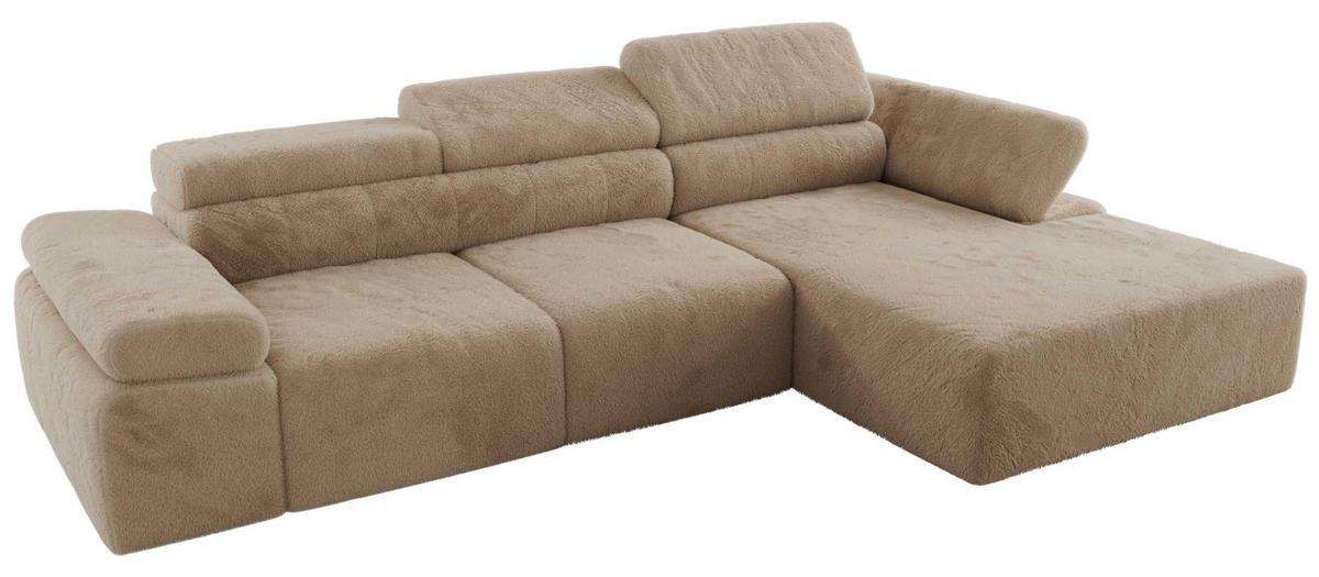 ECKSOFA RILASSO L Beige Plüsch - rechts - Beige/Schwarz, Kunststoff/Textil (174/296cm) - MKS