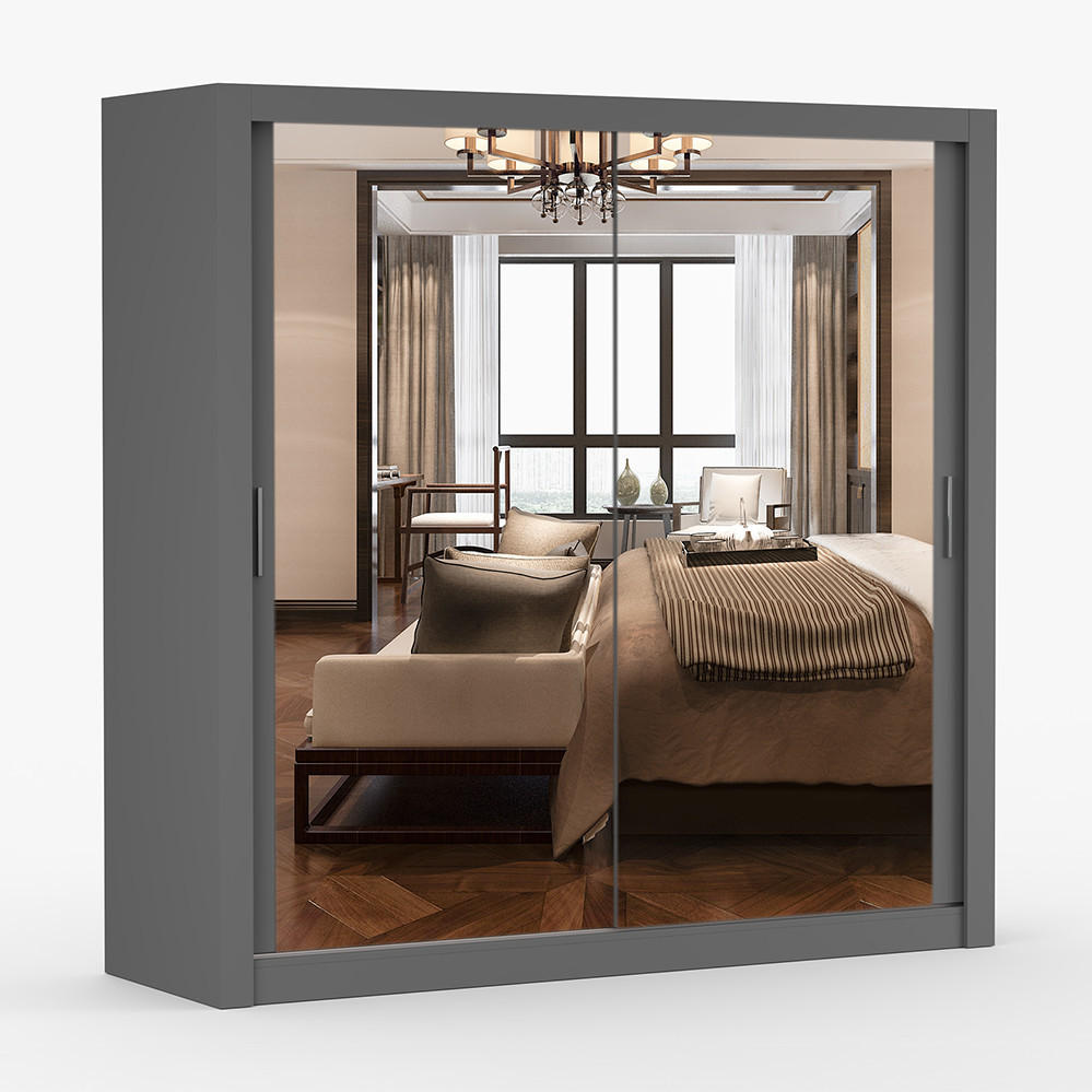 imoebel24 Kleiderschrank Grau 203x215x64 cm