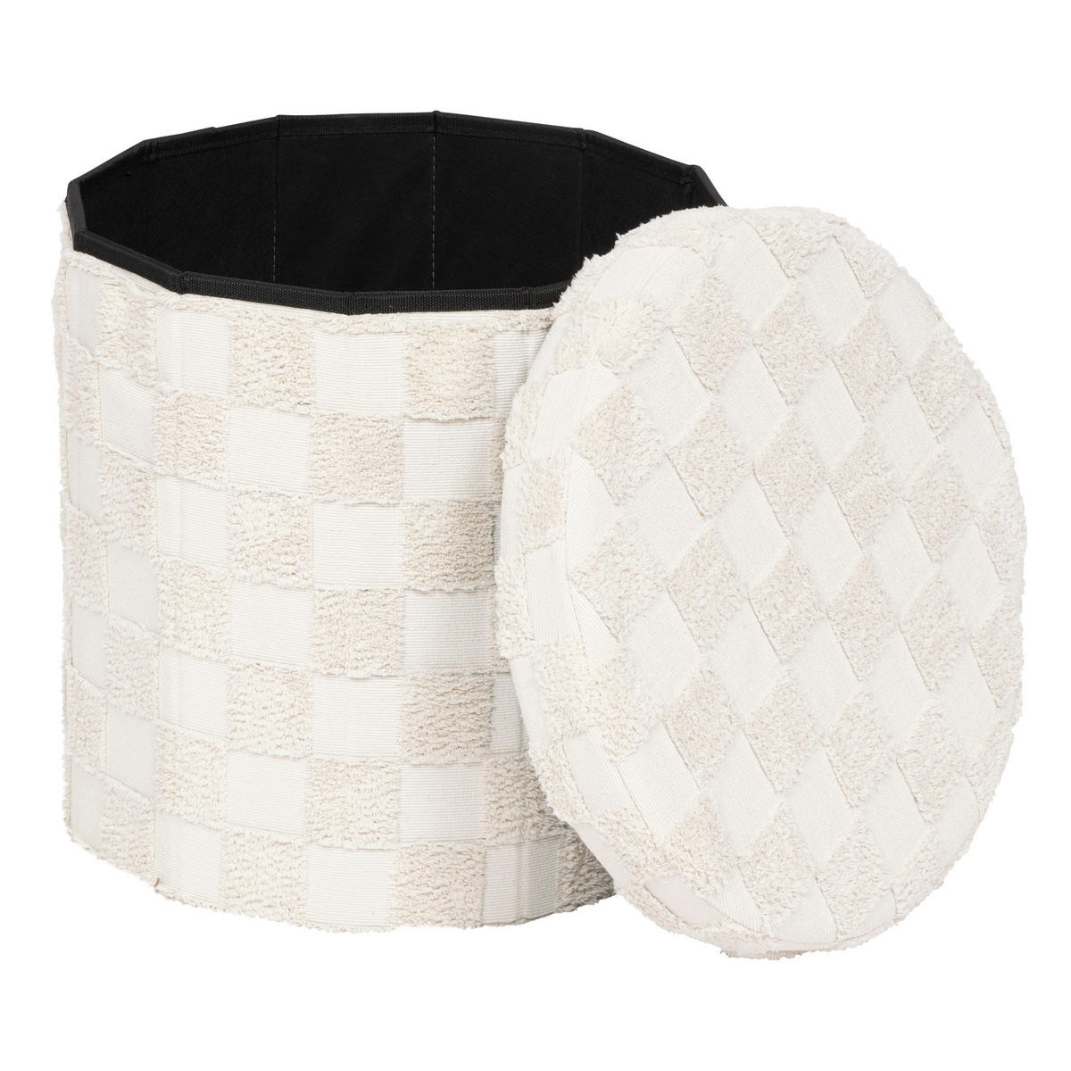 POUF tufted Pasti 38/38/38 cm - Weiß, Holzwerkstoff (38/38/38cm) - Atmosphera Createur d´interieur